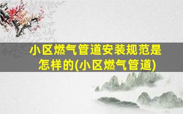 小区燃气管道安装规范是怎样的(小区燃气管道)