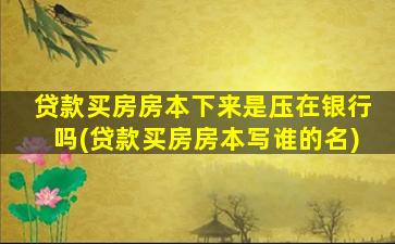 贷款买房房本下来是压在银行吗(贷款买房房本写谁的名)