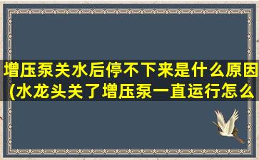 增压泵关水后停不下来是什么原因(水龙头关了增压泵一直运行怎么处理)