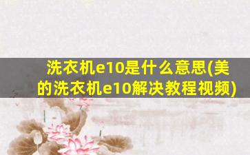 洗衣机e10是什么意思(美的洗衣机e10解决教程视频)
