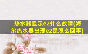 热水器显示e2什么故障(海尔热水器出现e2是怎么回事)