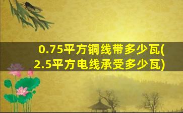 0.75平方铜线带多少瓦(2.5平方电线承受多少瓦)