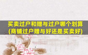 买卖过户和赠与过户哪个划算(商铺过户赠与好还是买卖好)