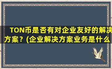 TON币是否有对企业友好的解决方案？(企业解决方案业务是什么)