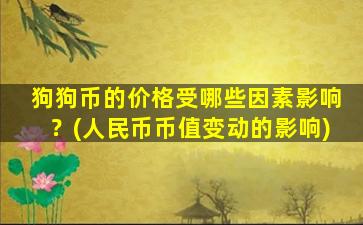 狗狗币的价格受哪些因素影响？(人民币币值变动的影响)