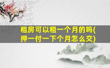租房可以租一个月的吗(押一付一下个月怎么交)