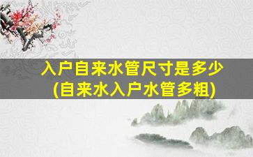 入户自来水管尺寸是多少(自来水入户水管多粗)
