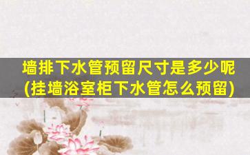 墙排下水管预留尺寸是多少呢(挂墙浴室柜下水管怎么预留)