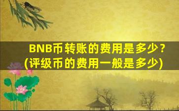 BNB币转账的费用是多少？(评级币的费用一般是多少)