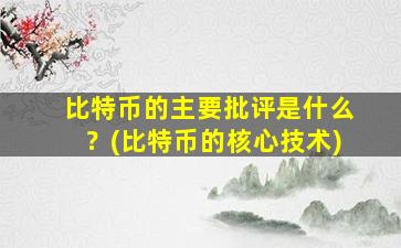 比特币的主要批评是什么？(比特币的核心技术)