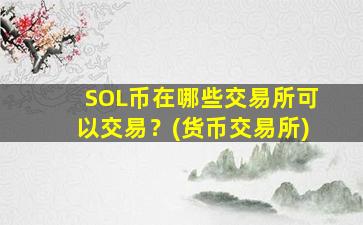 SOL币在哪些交易所可以交易？(货币交易所)