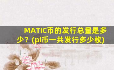 MATIC币的发行总量是多少？(pi币一共发行多少枚)