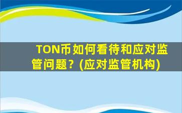 TON币如何看待和应对监管问题？(应对监管机构)