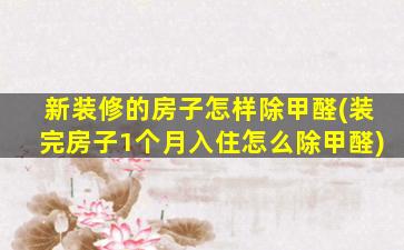 新装修的房子怎样除甲醛(装完房子1个月入住怎么除甲醛)