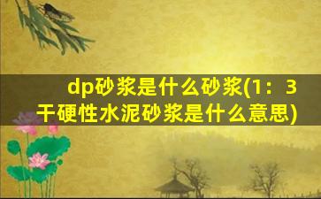 dp砂浆是什么砂浆(1：3干硬性水泥砂浆是什么意思)