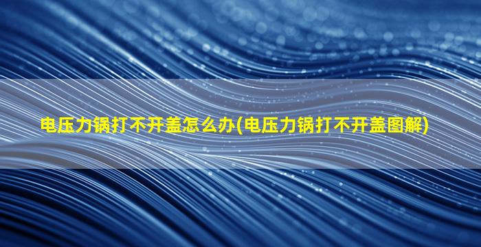 电压力锅打不开盖怎么办(电压力锅打不开盖图解)