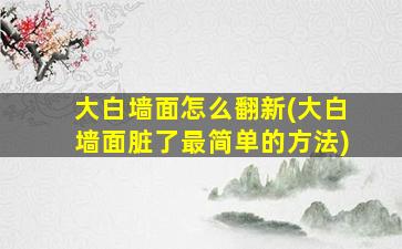 大白墙面怎么翻新(大白墙面脏了最简单的方法)