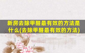 新房去除甲醛最有效的方法是什么(去除甲醛最有效的方法)