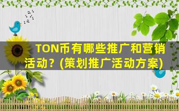 TON币有哪些推广和营销活动？(策划推广活动方案)