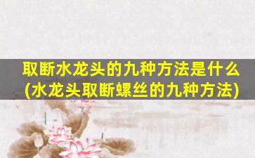 取断水龙头的九种方法是什么(水龙头取断螺丝的九种方法)