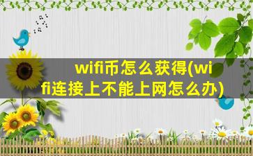 wifi币怎么获得(wifi连接上不能上网怎么办)