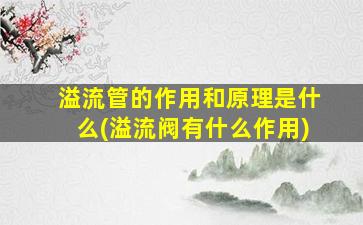 溢流管的作用和原理是什么(溢流阀有什么作用)