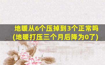 地暖从6个压掉到3个正常吗(地暖打压三个月后降为0了)