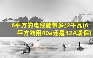 6平方的电线能带多少千瓦(6平方线用40a还是32A漏保)