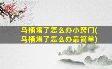 马桶堵了怎么办小窍门(马桶堵了怎么办最简单)