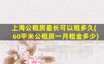 上海公租房最长可以租多久(60平米公租房一月租金多少)