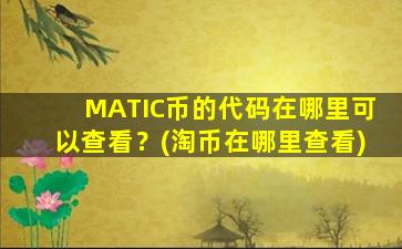MATIC币的代码在哪里可以查看？(淘币在哪里查看)