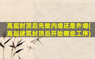 高层封顶后先做内墙还是外墙(高层建筑封顶后开始哪些工序)