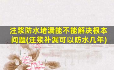 注浆防水堵漏能不能解决根本问题(注浆补漏可以防水几年)