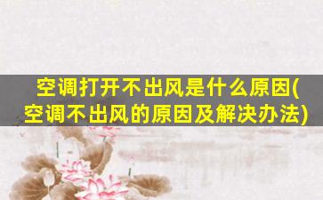 空调打开不出风是什么原因(空调不出风的原因及解决办法)