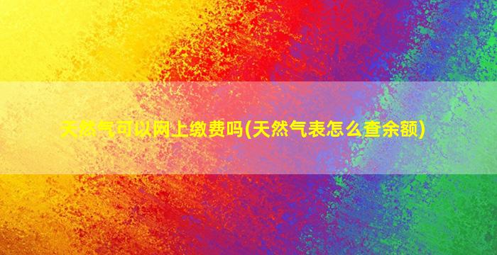 天然气可以网上缴费吗(天然气表怎么查余额)