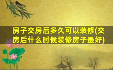房子交房后多久可以装修(交房后什么时候装修房子最好)