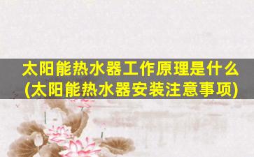 太阳能热水器工作原理是什么(太阳能热水器安装注意事项)