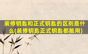 装修钥匙和正式钥匙的区别是什么(装修钥匙正式钥匙都能用)