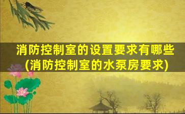 消防控制室的设置要求有哪些(消防控制室的水泵房要求)