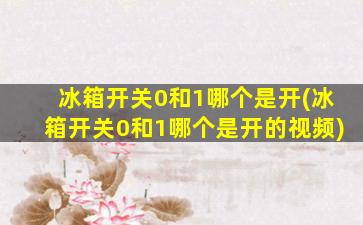 冰箱开关0和1哪个是开(冰箱开关0和1哪个是开的视频)