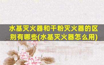 水基灭火器和干粉灭火器的区别有哪些(水基灭火器怎么用)