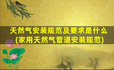 天然气安装规范及要求是什么(家用天然气管道安装规范)