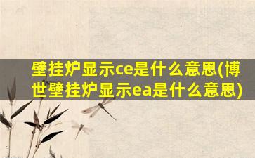 壁挂炉显示ce是什么意思(博世壁挂炉显示ea是什么意思)