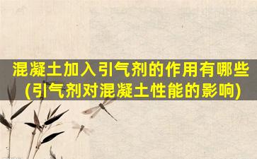 混凝土加入引气剂的作用有哪些(引气剂对混凝土性能的影响)