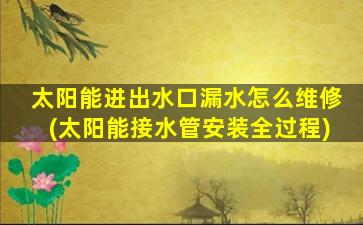 太阳能进出水口漏水怎么维修(太阳能接水管安装全过程)