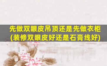 先做双眼皮吊顶还是先做衣柜(装修双眼皮好还是石膏线好)