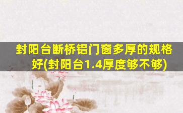 封阳台断桥铝门窗多厚的规格好(封阳台1.4厚度够不够)