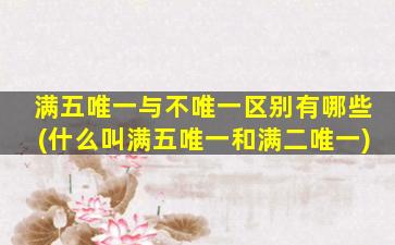 满五唯一与不唯一区别有哪些(什么叫满五唯一和满二唯一)