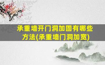 承重墙开门洞加固有哪些方法(承重墙门洞加宽)
