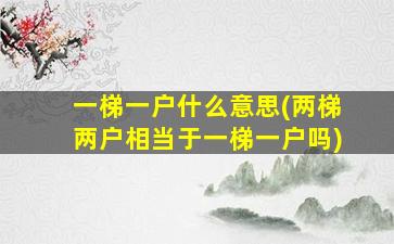 一梯一户什么意思(两梯两户相当于一梯一户吗)